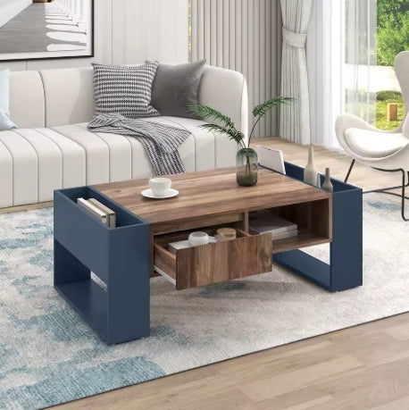 Table basse Ancona – Anthracite et bois, 111 cm