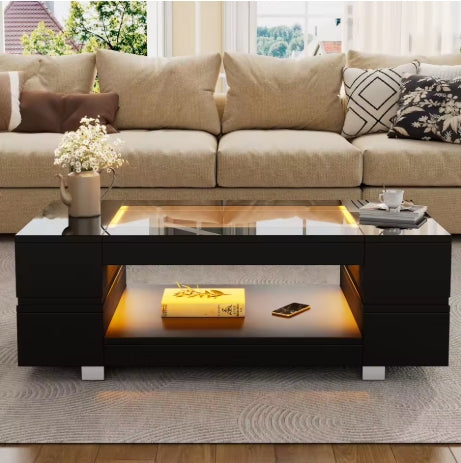 Table basse LED Lumea — noire ou blanche, 100 cm