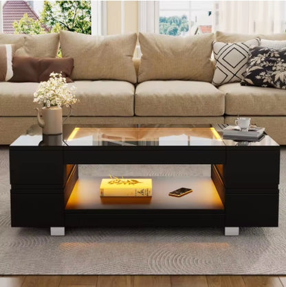 Table basse LED Lumea — noire ou blanche, 100 cm