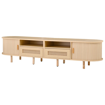 Meuble TV Treviso – Chêne clair et cannage, 170 cm – vue du produit