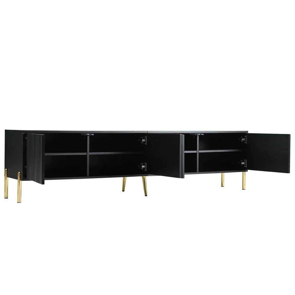 Meuble TV Milano – Noir et doré, 190 cm – vue du produit