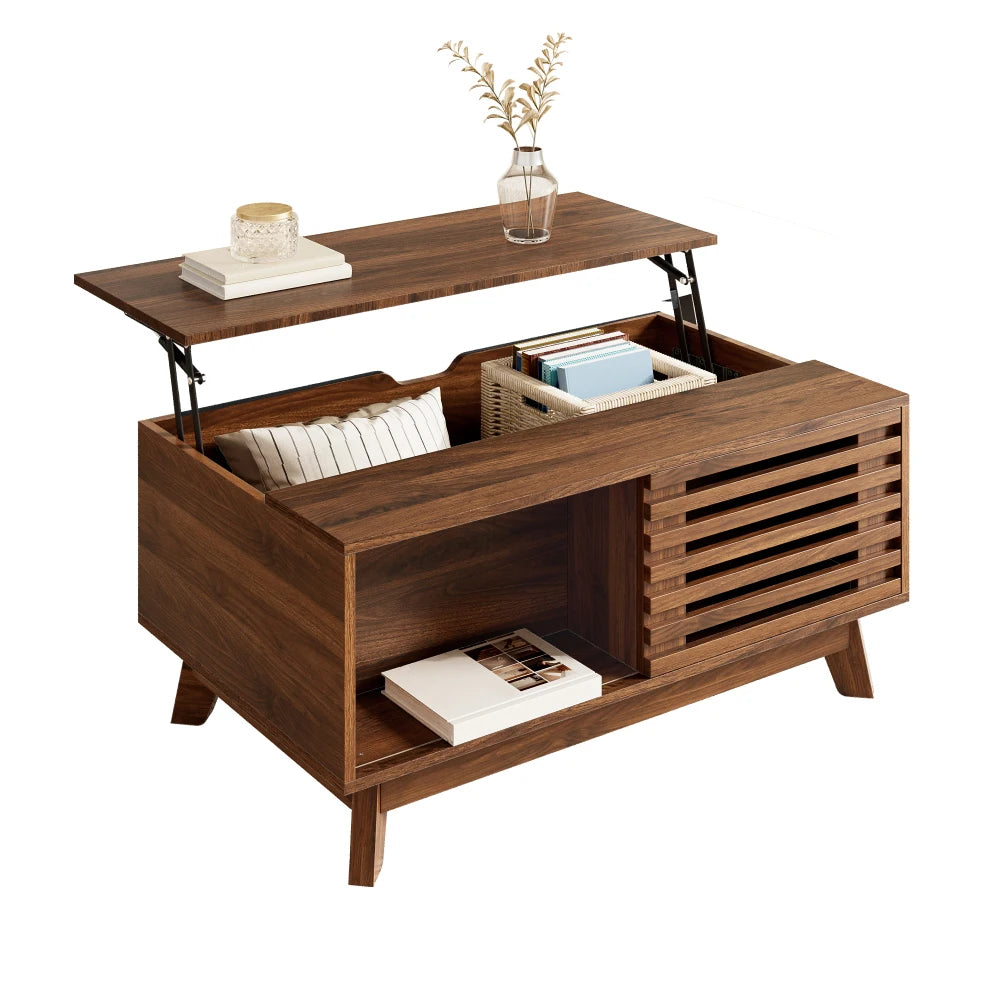 Table basse relevable Urbino – Noyer coulissant, 90 cm – vue du produit