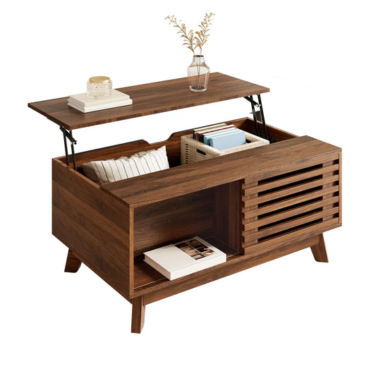 Table basse relevable Urbino – Noyer coulissant, 90 cm – vue du produit