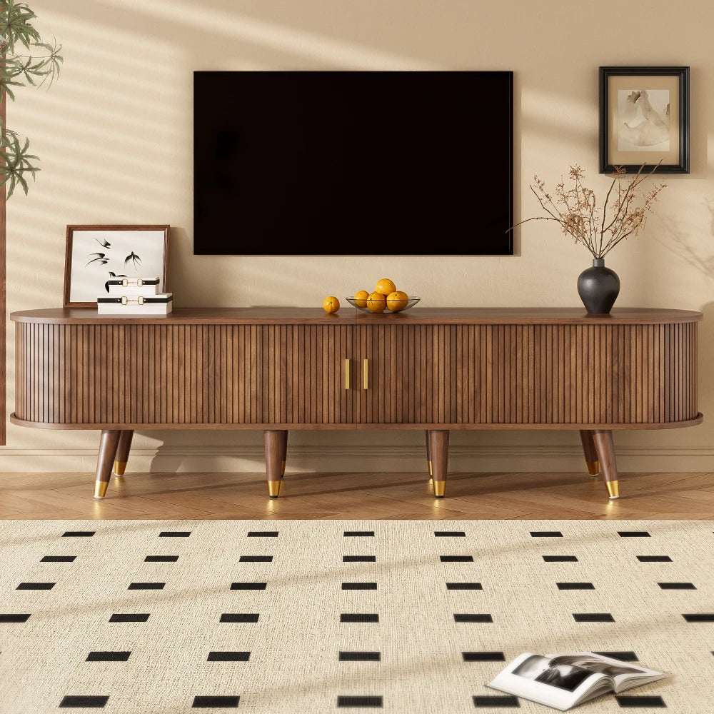 Meuble TV Orvieto – Noyer et cannage, 175 cm – rangements et fonctionnalités