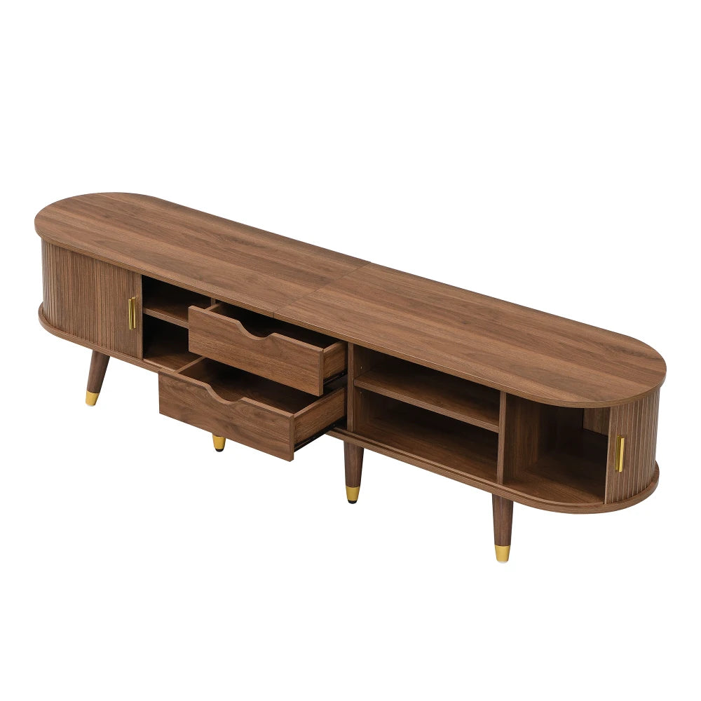 Meuble TV Orvieto – Noyer et cannage, 175 cm – vue du produit