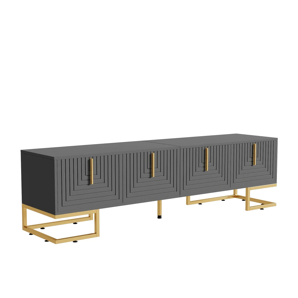 Meuble TV Sorrento – Gris structuré et doré, 170 cm – vue du produit