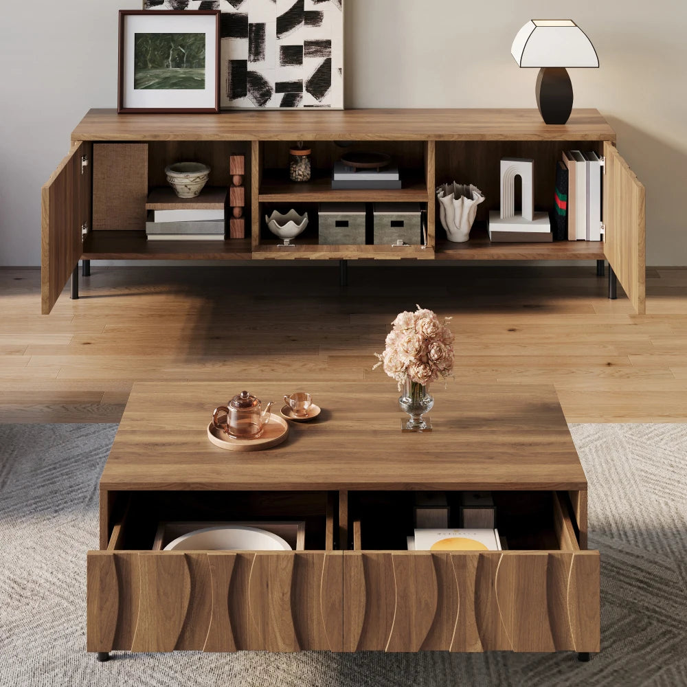 Ensemble salon Siena – Meuble TV et table basse – mise en situation