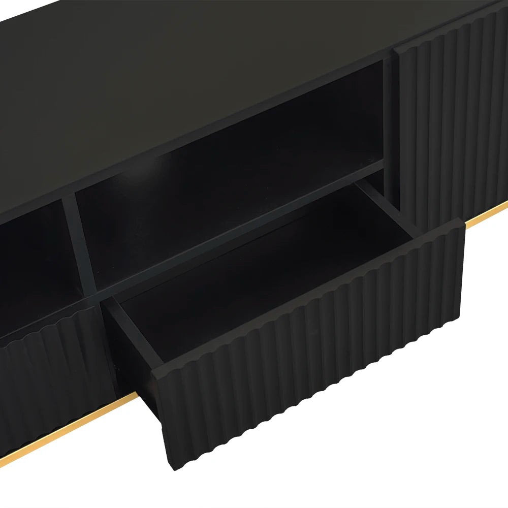 Meuble TV Nero – Noir et doré, 165 cm – détail des finitions