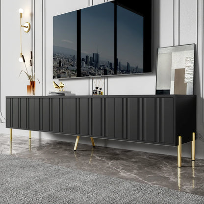 Meuble TV Milano – Noir et doré, 190 cm – rangements et fonctionnalités