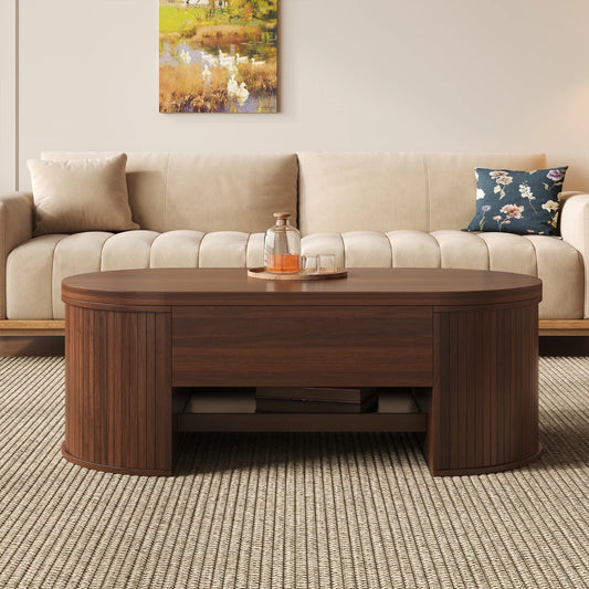 Table basse relevable Fano – Noyer, 110 cm – dans un salon