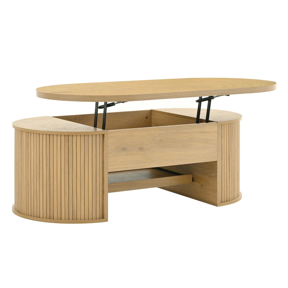 Table basse relevable Olbia – Bois naturel, 110 cm – vue du produit