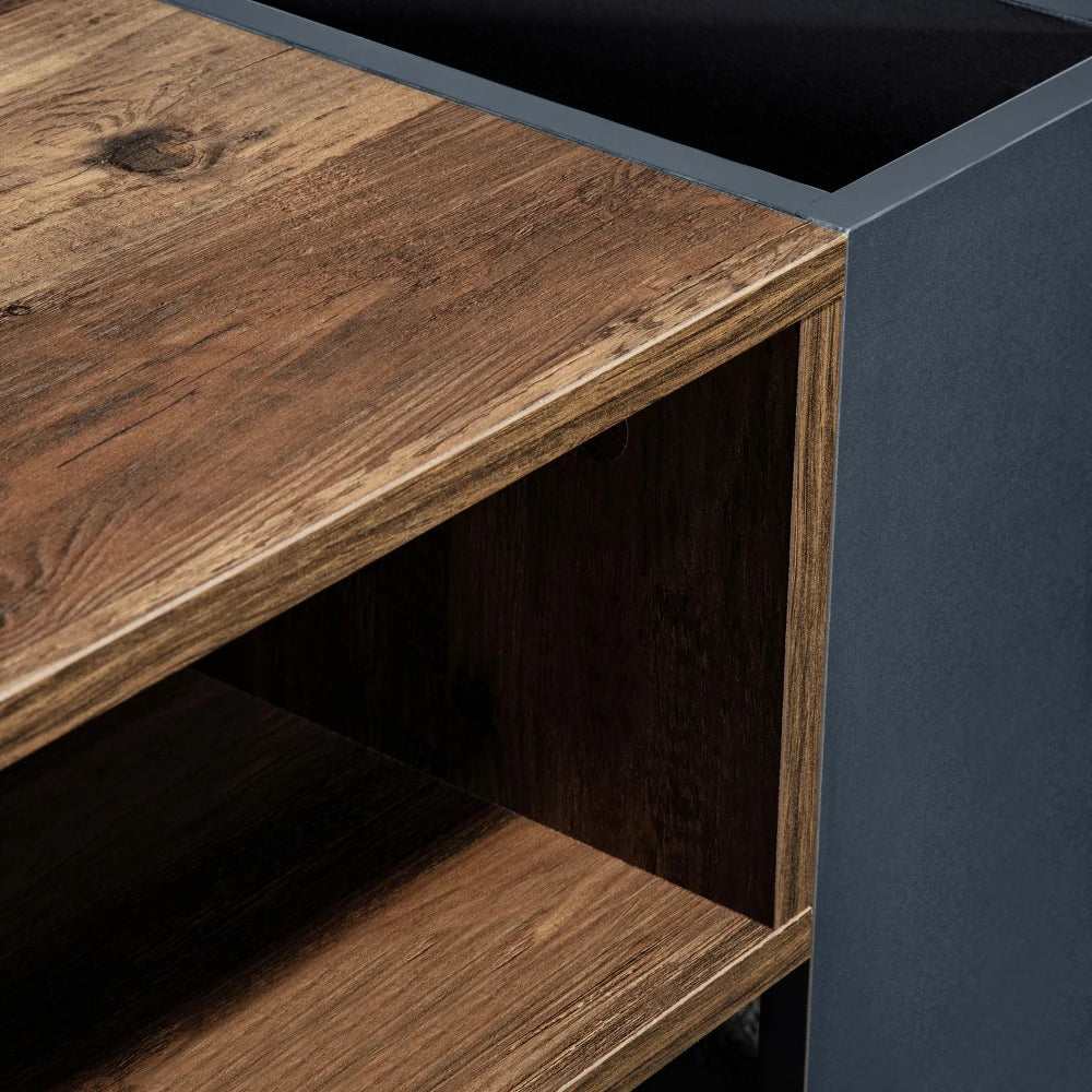 Table basse Ancona – Anthracite et bois, 111 cm – détail des finitions