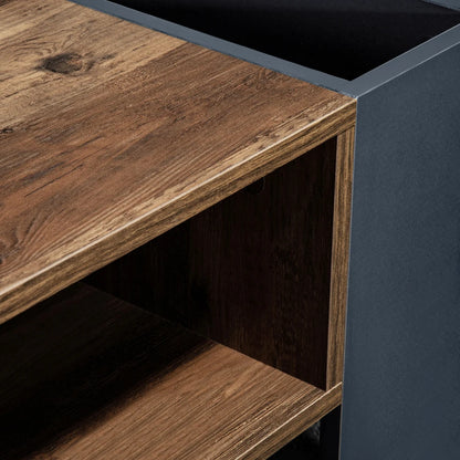 Table basse Ancona – Anthracite et bois, 111 cm – détail des finitions