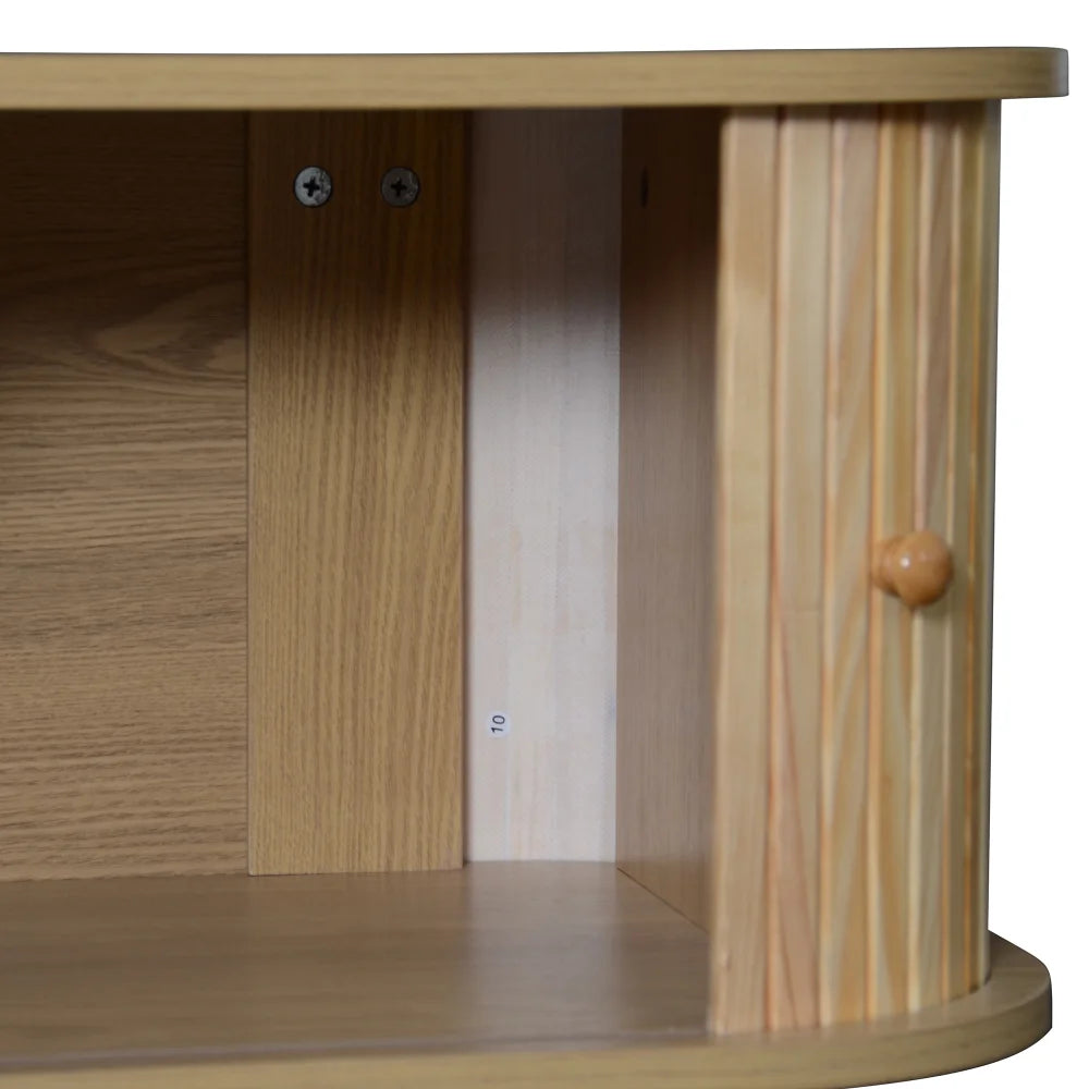 Meuble TV Cortona – Bois naturel et cannage, 170 cm – détail des finitions