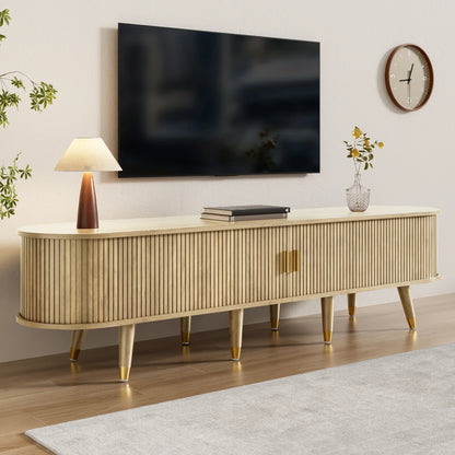 Meuble TV Salina – Chêne clair coulissant, 175 cm – mise en situation