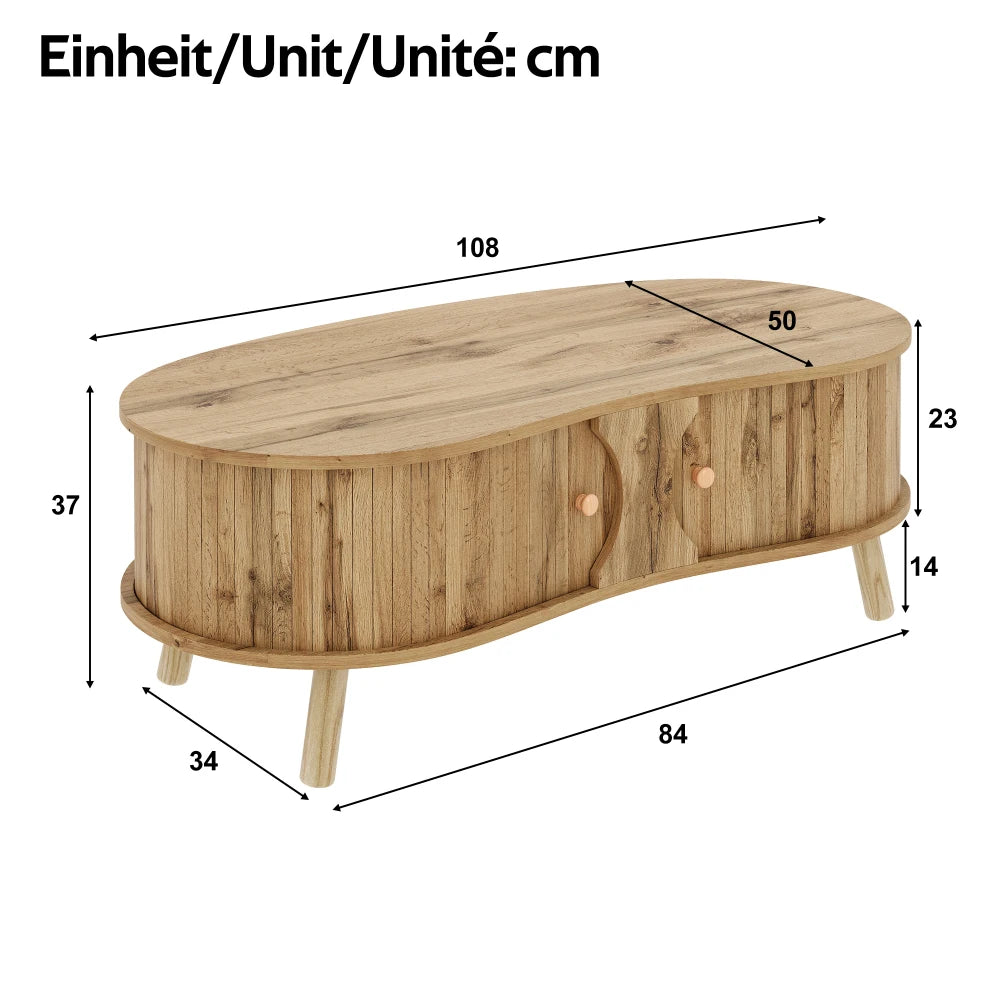 Ensemble salon Volterra – Bois naturel, 3 pièces – dimensions et proportions