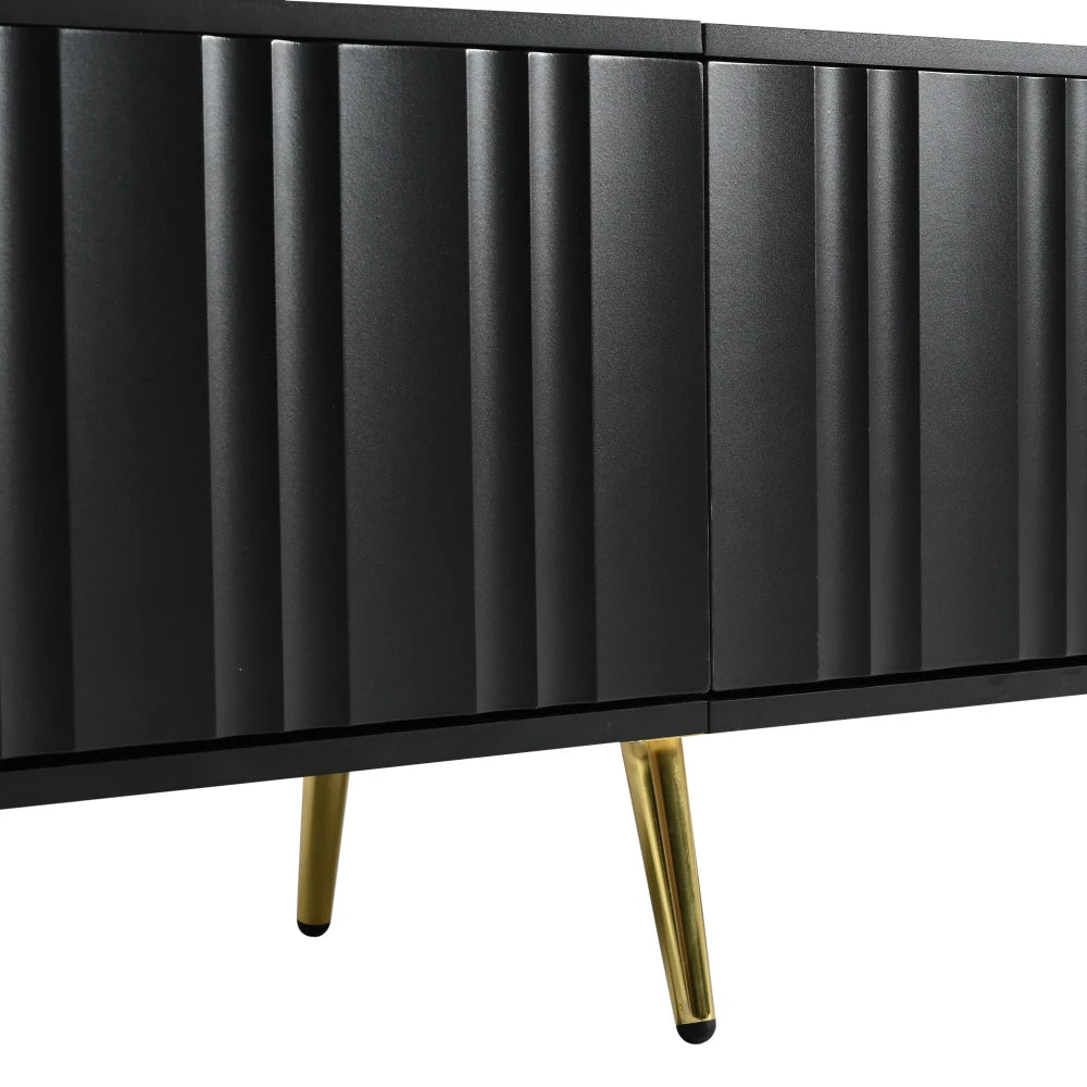Meuble TV Milano – Noir et doré, 190 cm – détail des finitions