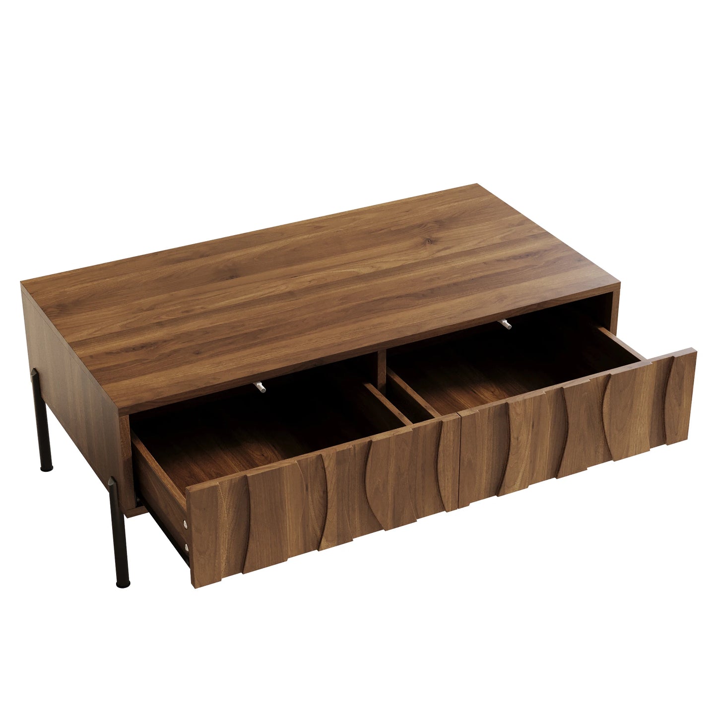 Table basse Pesaro – Bois naturel, 2 tiroirs, 105 cm – vue du produit