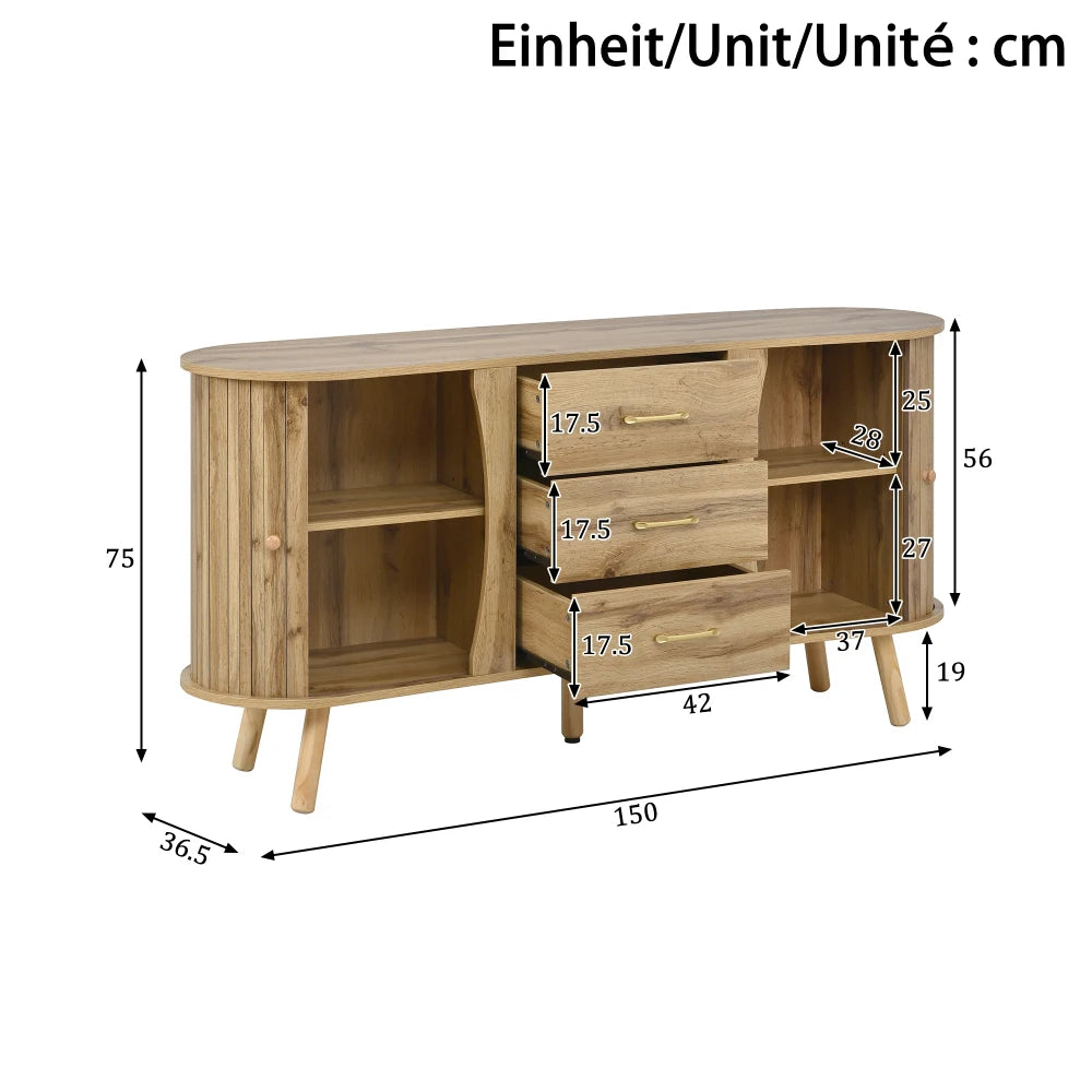 Ensemble salon Volterra – Bois naturel, 3 pièces – rangements et fonctionnalités