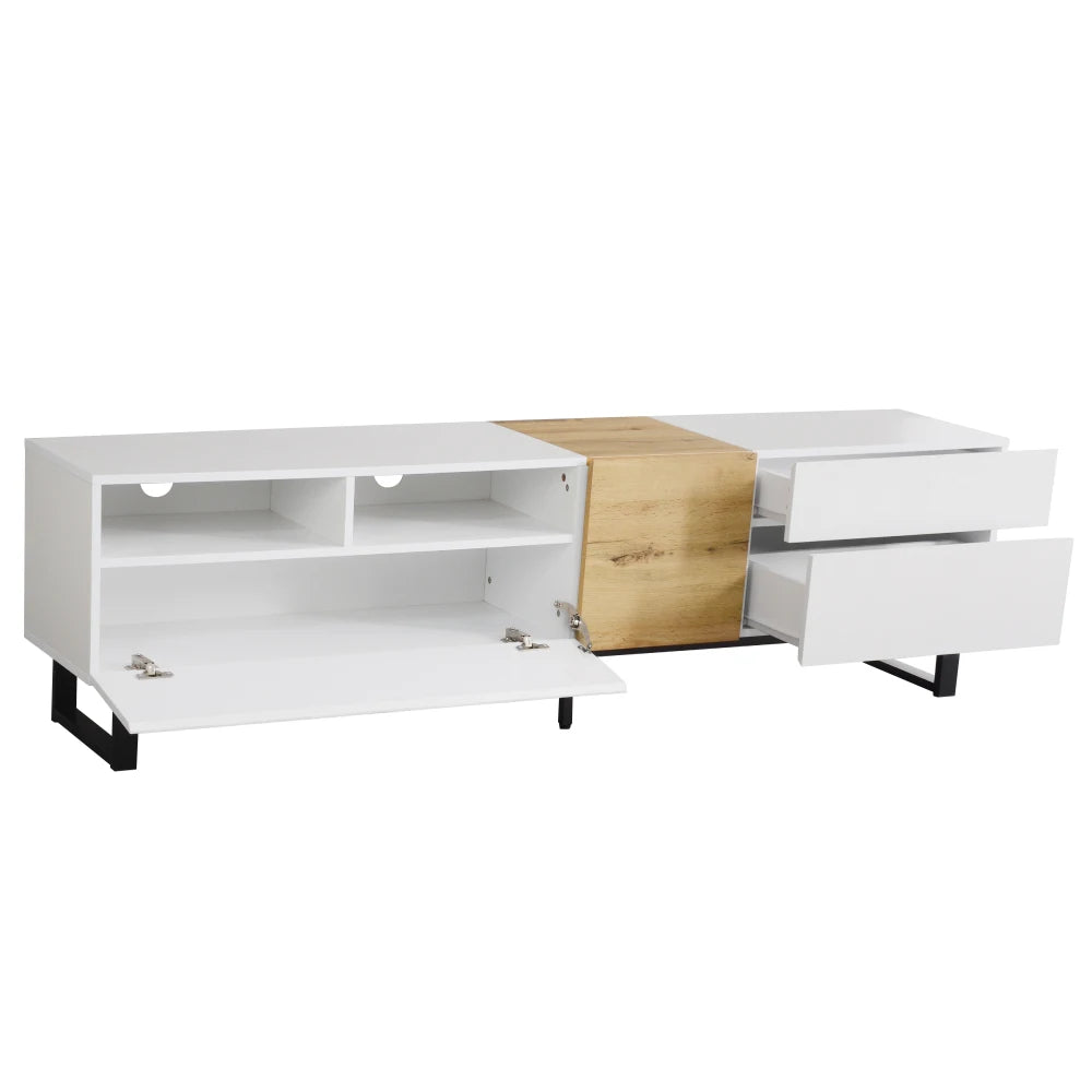 Meuble TV Como – Blanc et bois, 180 cm – vue du produit