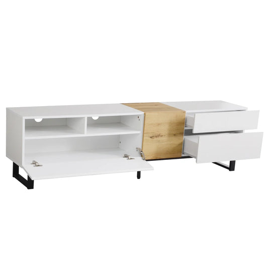 Meuble TV Como – Blanc et bois, 180 cm – vue du produit