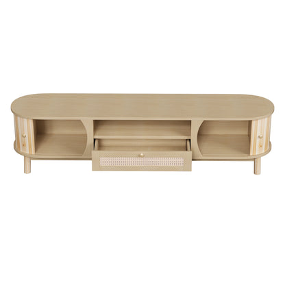 Meuble TV Matera – Bois naturel et cannage, 165 cm – vue du produit