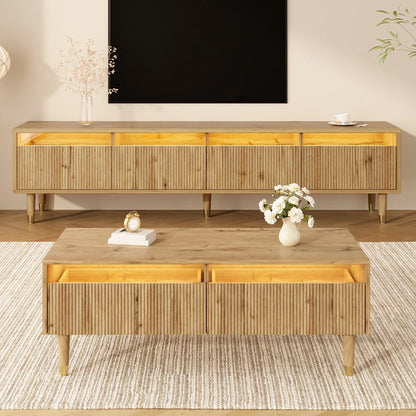 Ensemble TV Lucca – Meuble TV et table basse LED – dans un salon