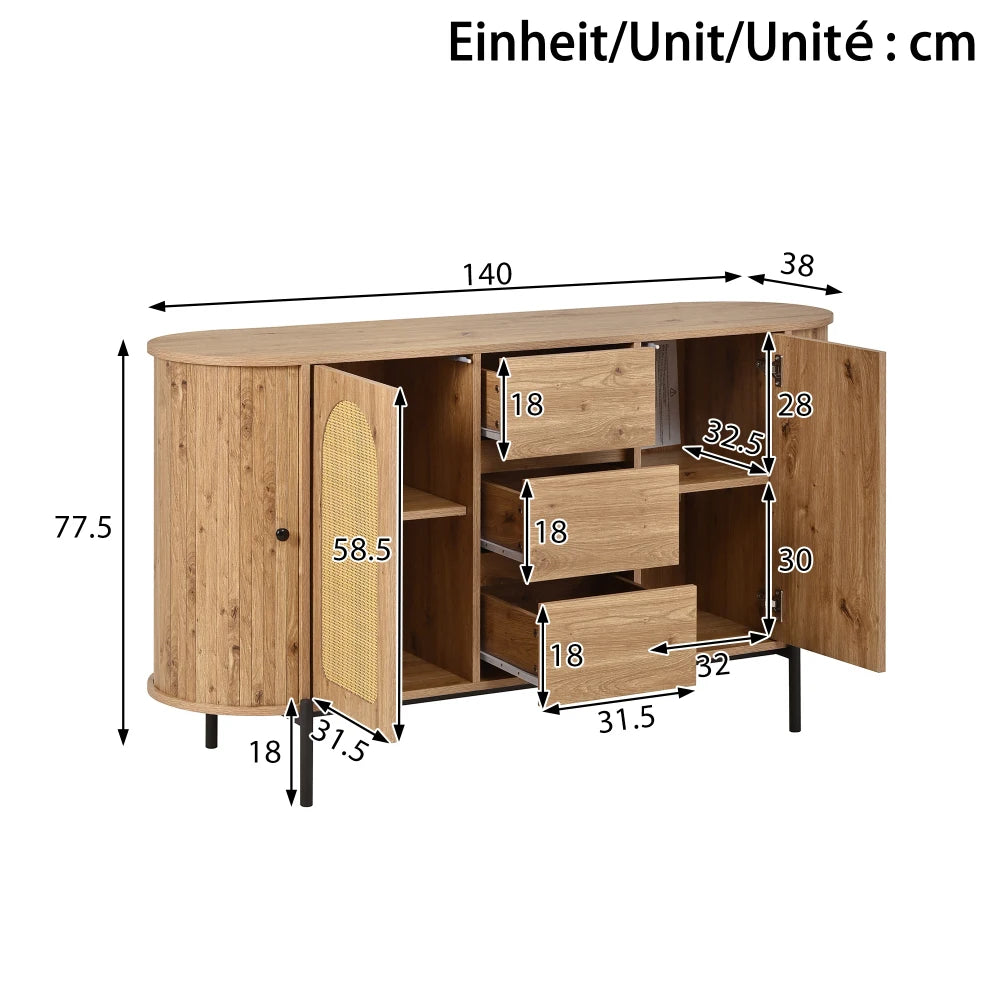 Ensemble salon Amalfi – Cannage, 3 pièces – dimensions et proportions