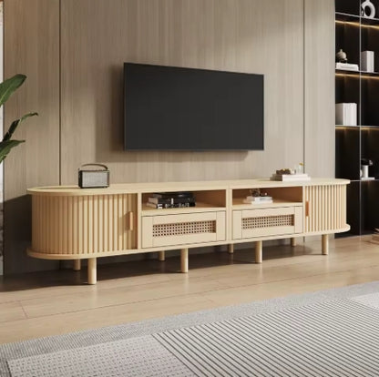 Meuble TV Treviso – Chêne clair et cannage, 170 cm