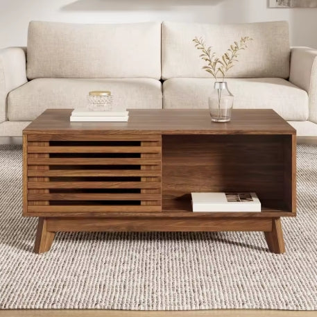 Table basse relevable Urbino – Noyer coulissant, 90 cm